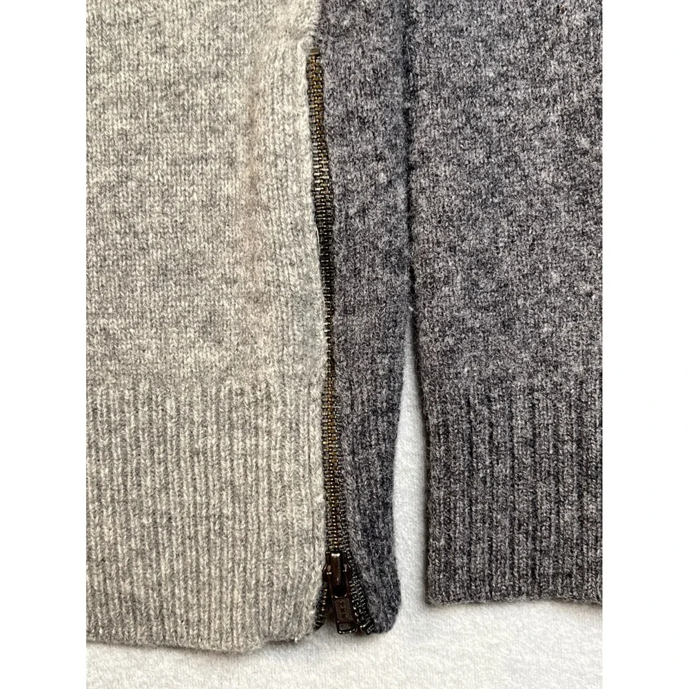 J. Crew Two‎ Tone Wool Sweater Zipper Detail Crewneck Casual Women's XS